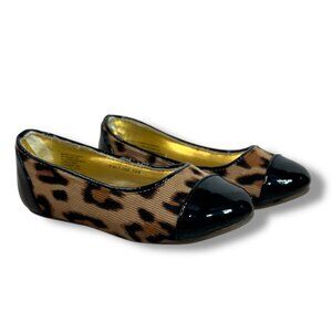 Gap Kids Leopard Ballet Flats Corduroy Patent Toddler Girls‎ size 7 Animal Print
